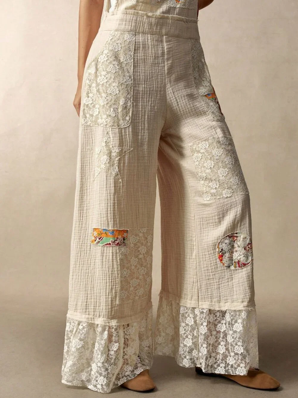 Multicolor Elegant Boho Women's Cotton Patchwork Print Jumpsuit